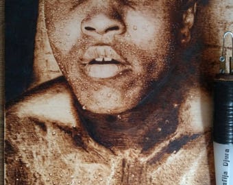 woodburning wood burning pyrography art portrait wood
