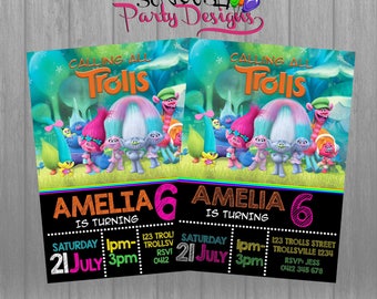 Trolls Birthday Invitation, Trolls Invitation, Troll Invitation Download, Trolls Party, Trolls Invites, Trolls