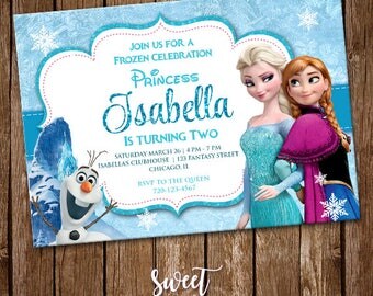 Frozen Invitation, Digital Printable Invite, Frozen Birthday Party, Frozen Customizable Card, Princess Party, Kids Birthday, SI-0013