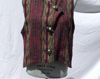 Vintage 1990's Tribal Boho Vest Jacket Tapestry