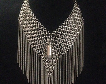 Bullet necklace real .45 Cal Bullet with fringed chain mail