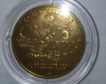 piece of currency, Ecu Amiens, piece of money, blister collection money, coins, currency collection, 3 crowns, three crowns collection