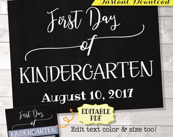 First Day of School Sign, EDITABLE PDF, Back to School Sign, First Day of School Chalkboard, First Day Photo Prop, First Day of School Sign