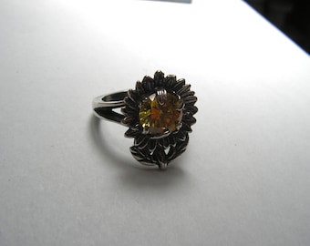 Sunflower Ring Sterling Silver With Citrine