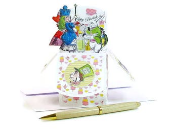 Alice in Wonderland Birthday Card - Pop Up Card In Box - Invitation UnBirthday - Happy Birthday - Customizable Personalized - Unbirthday