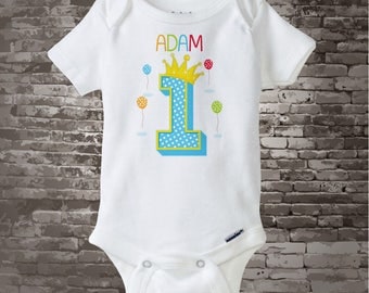 1st birthday Onesie or Shirt | Boy's One Year Old Birthday Shirt or Onesie with Name | 1st Birthday Shirt | Personalized dot 1 04102017e