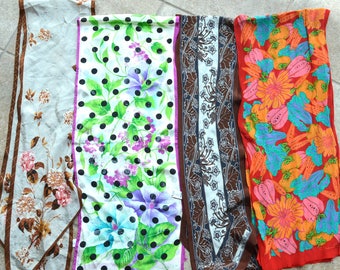 Lot of 4 Four Vintage Oscar de la Renta Silk Scarves