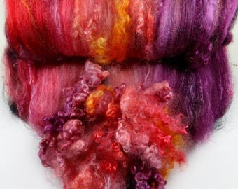 RESERVED Obsession Wild Card Bling Batt for spinning and felting (4.4 ounces), batt, art batt