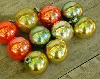 Vintage 50s-60s Mercury Glass Balls Christmas Ornaments/Retro/Shabby Chic/Mid Century/Bohemian Chic