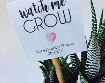 Personalized Watch Me Grow - Baby Shower Favor Printable Favor Tags - Shower Favor Tag Printable - Digital Favor Tags