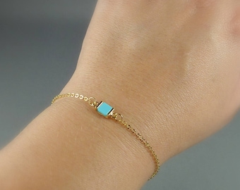 Cabana. Gold and Turquoise Bracelet. simple bracelet. minimal bracelet. layering bracelet. gold bracelet. chain bracelet. dainty bracelet.