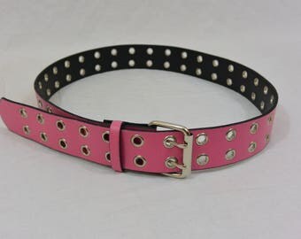 Vintage Hot Pink 90's Grommet Belt, Punk, 90's, Y2k, Made in the U.S.A, Kawaii, Tumblr