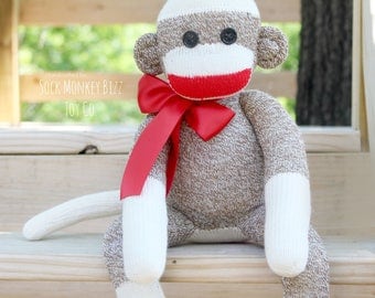 Sock Monkey Doll, Children's Stuffed Plush Toy