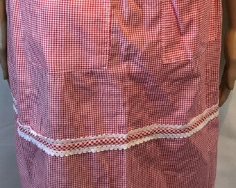 Retro Homemaker Red & White Gingham Checkered Apron Retro Hostess Style Free Ship!