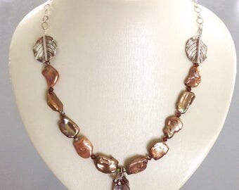 Pearls necklace, Statement necklace, keishi pearls, bridal pearls necklace, mother of the bride necklace, gift for her,blush wedding jewelry