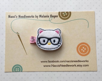 Felt Hair Clips- Nerdy Kitty Hair Clip