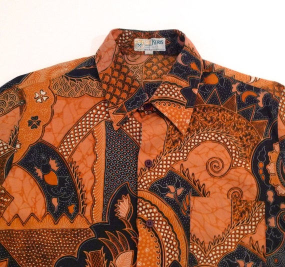  Batik  Shirt Indonesia Vintage Keris  Mens Medium Phoenix Sacred