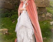 Pink velvet hooded cloak Beautiful for a wedding, handfasting, quality cotton velvet with large hood, cosplay, LOTR, medieval, Poldark