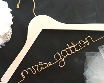Gold Wedding Hanger Personalized, Bridal Hanger, Personalized Hanger, Wedding Hangers with Name, Custom Hangers