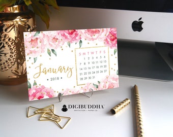 2018 PLANNER Desk Calendar 2018 Pretty Planner Desk Accessories Office Accessories 2018 Calendar Floral Calendar Office Calendar - Jenn