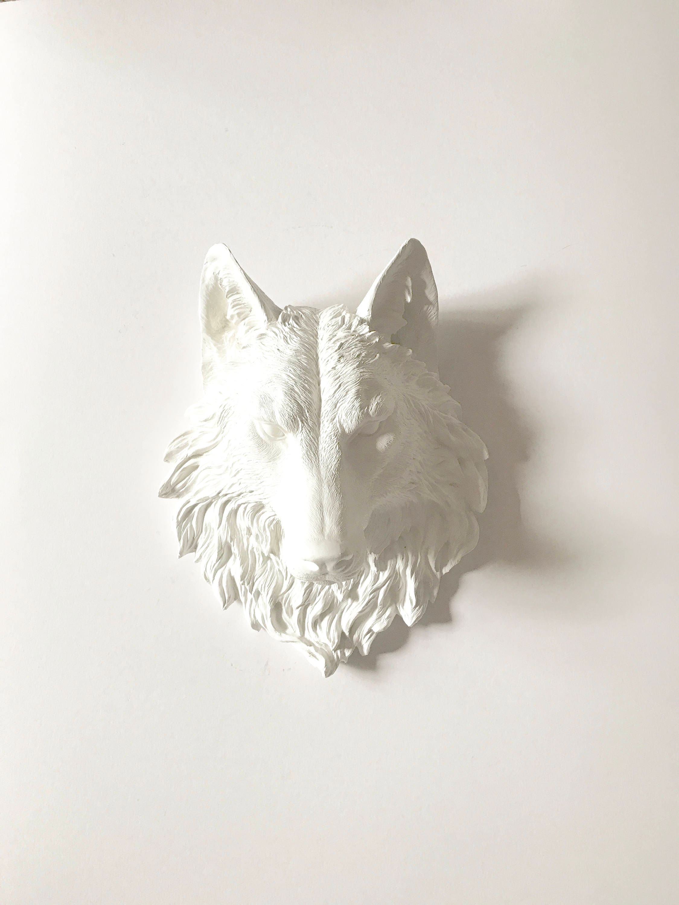 WHITE WOLF Faux Taxidermy Large Wolf Head Wall Decor Wolf wall