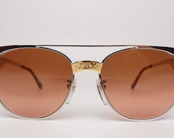 Rare Vintage Serengeti Drivers 5294R Western Sunglasses Silver Gold Tone Metal Corning Optics Copper Mineral Glass Photochromic Round Square