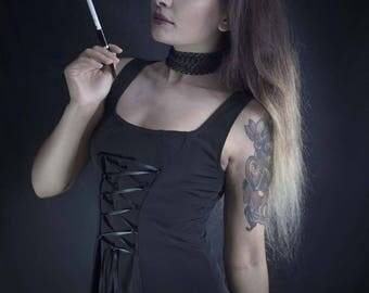 shadow black crepe dress