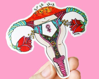 Vinyl Feminism Sticker - Waterproof Sticker, Uterus Decal, Laptop Sticker, Feminist Sticker, Bumper Sticker