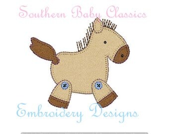 Toy Horse Design Blanket Stitch Applique File for Embroidery Machine Monogram Instant Download Cowboy Cowgirl Horses Baby Girl Boy Pony