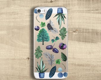 Case for iPhone 5 Case clear for iPhone SE Case for iPhone 5s Case rubber botanical for iPhone 5c Case plants trees print