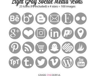 Gray social icons | Etsy