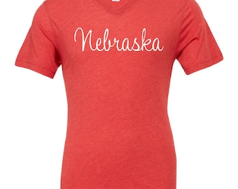Nebraska Shirt - Corn Husker - Red V-Neck - T-Shirt - Unisex Fit