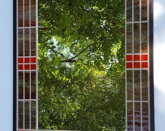 FRAMED Stained Glass Mosaic Mirror, Earthtones, #604