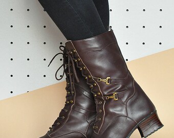 Retro Black Suede Chunky Boho Embroidery Boots CZ1022 main image 0