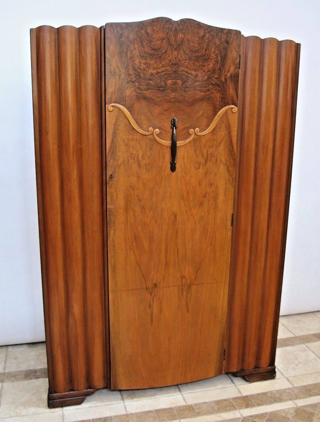 Original 1930's Lebus HL Furniture Art Deco Tulip Wardrobe