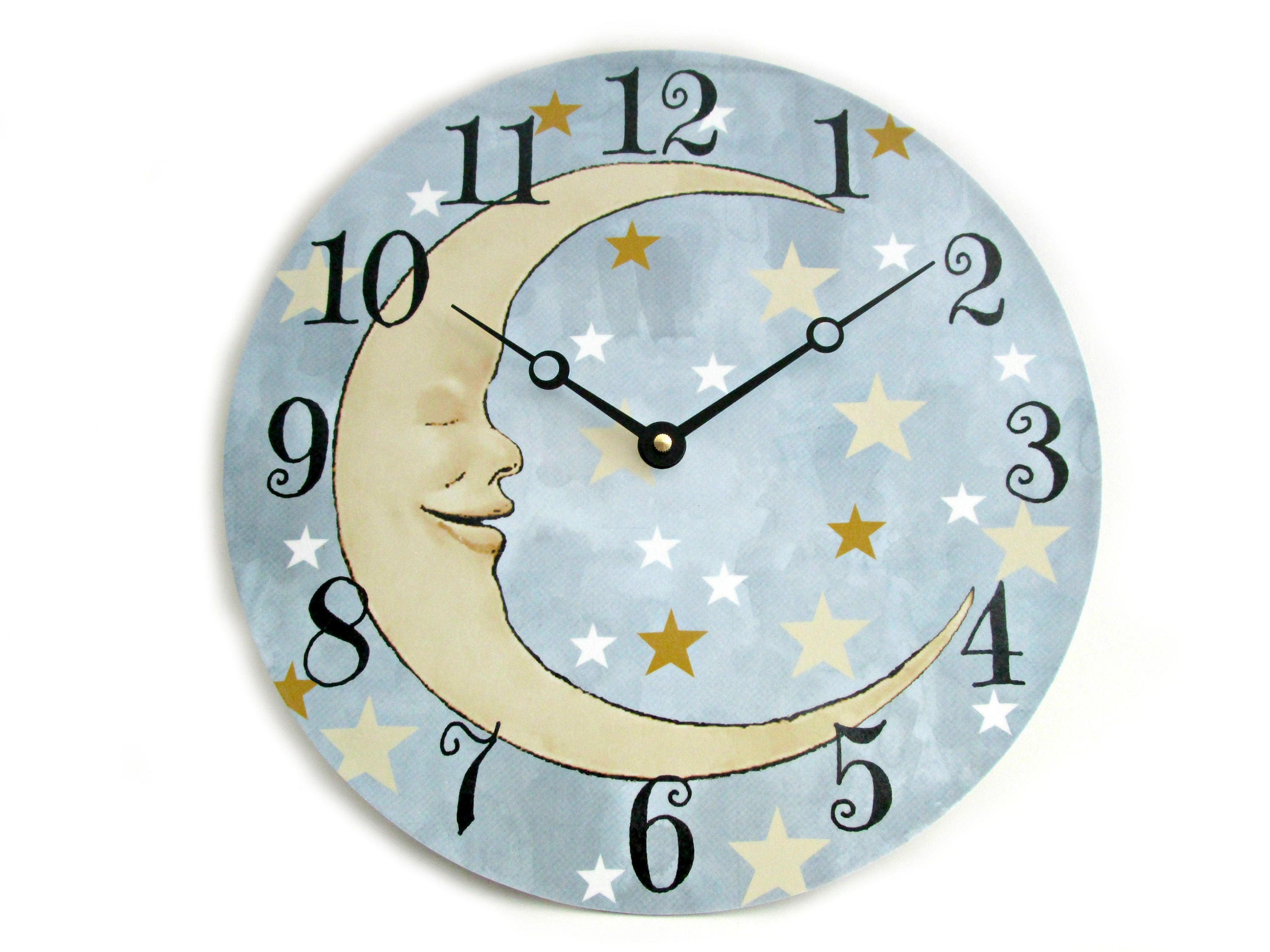 Man In The Moon Wall Clock Celestial Nursery Wall Decor