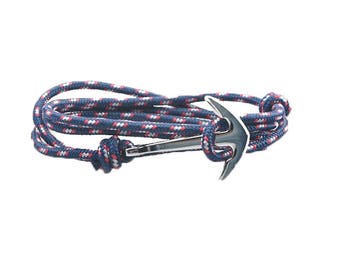 Men Charm New Fashion Anchor Bracelets Survival Rope Chain Paracord Bracelet Male Wrap Metal Sport Wholesale Sliver Hook