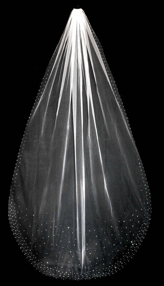 Rhinestone Scatter Chapel or Cathedral Length Wedding Veil