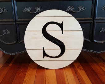 Wooden Letter Round - Shiplap Look - Farmhouse - Shiplap Letter - Distressed Wood Initial