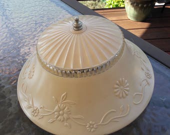 Vintage 1930's - 40's Ceiling Decorative Glass Light Fixture and Shade