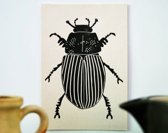 Print Mestkever, Print Dung Beetle, Abdruck DungKäfer