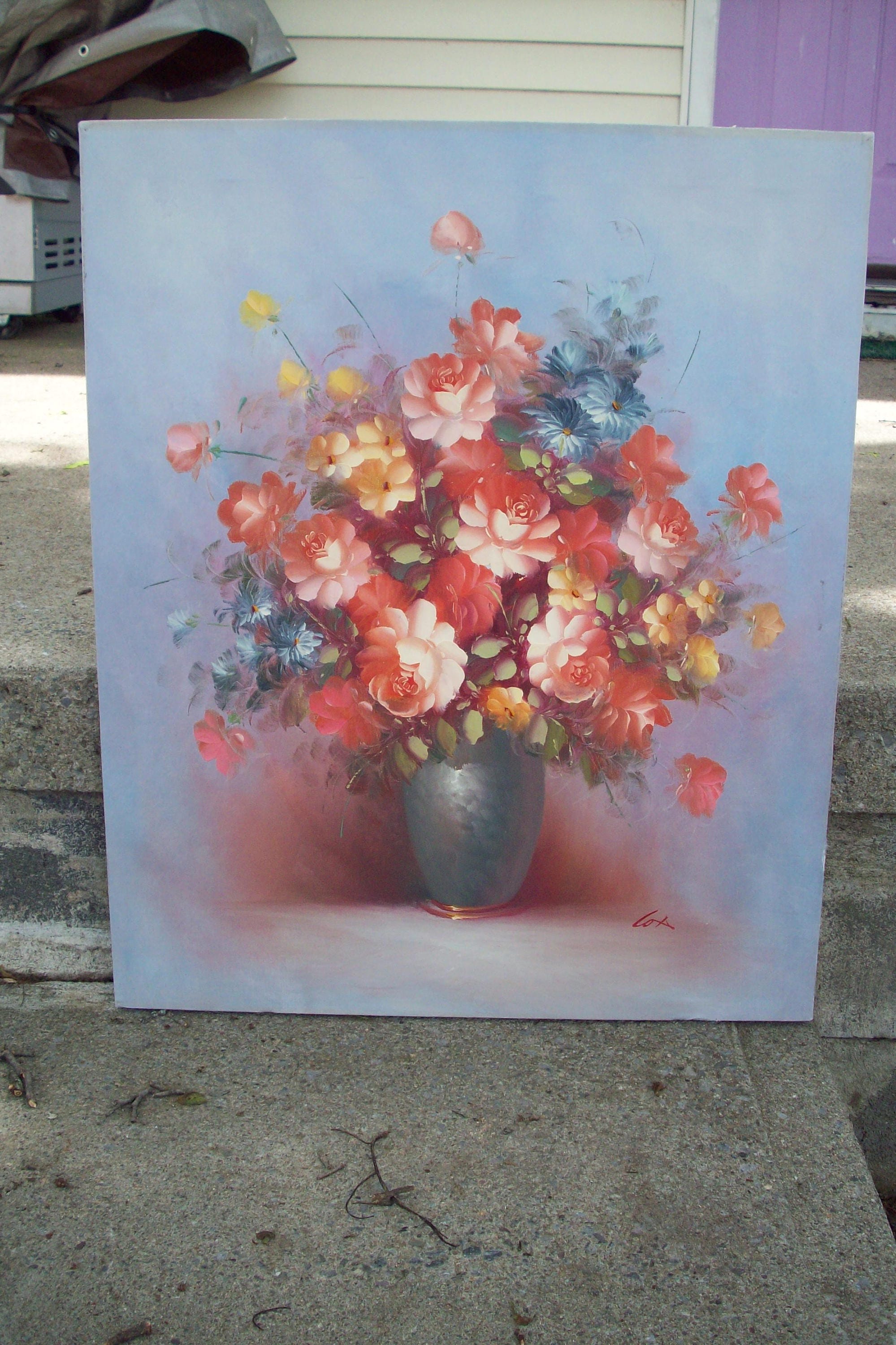 Large Oil Painting by artist Robert Cox size 20 X 24 bouquet