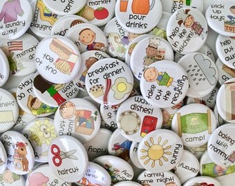 YOU PICK 30 Magnets Set (1.25")-- Chore, Daily Activities, Reward, Routine, Birthday, Calendar, Holiday, Emotion, Weather...