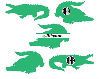 Alligator SVG, Alligator monogram svg, crocodile svg, Reptile svg, animal svg, Cut file silhouette files, Cricut files, svg, dxf, eps, png.
