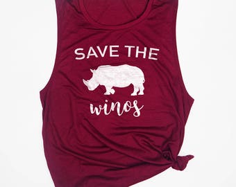 Save the Winos - Wine Drinking Shirt - Wine Workout Tanks - Womens Muscle Tank - Wine Tasting Shirt - Food and Wine Shirts - Wine Tank Top