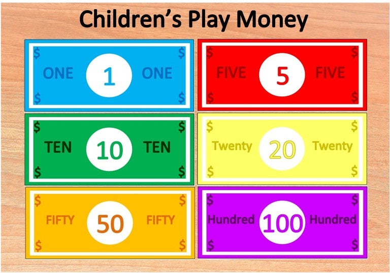 Printable Children's Play MoneyPretend MoneyToy