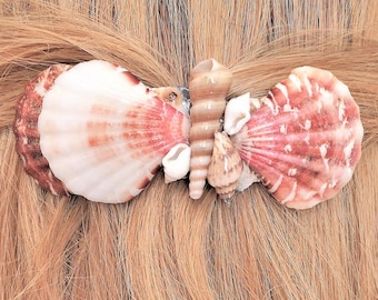 Hair Barrette with Shells, Seashell French Barrette, Ex Large Barrette