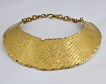 Vintage BICHE DE BERE Wide Modernist Statement Gold Choker