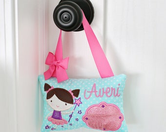 Girl Tooth Fairy Pillow ~ CUSTOMIZE the fairy's hair, eye & pillow colors, FREE tooth chart inlcuded ~ Personalized Girl Tooth Fairy Gift