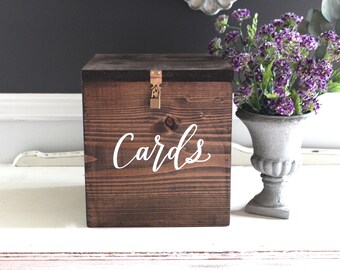 Wedding Card Box, Wooden Card Box, Large Card Box, Card Box with Locking Lid, Rustic Wedding Decor, Donation Box B-1 | 10"x10"